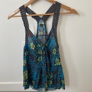 Free People, vintage racerback top with crochet detail, Size XS